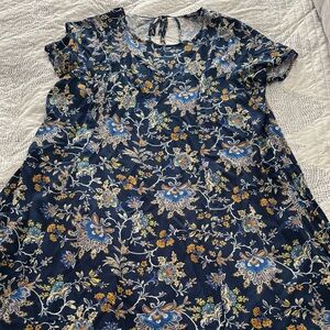 George Navy Floral Short Sleeve Tie-Back Dress